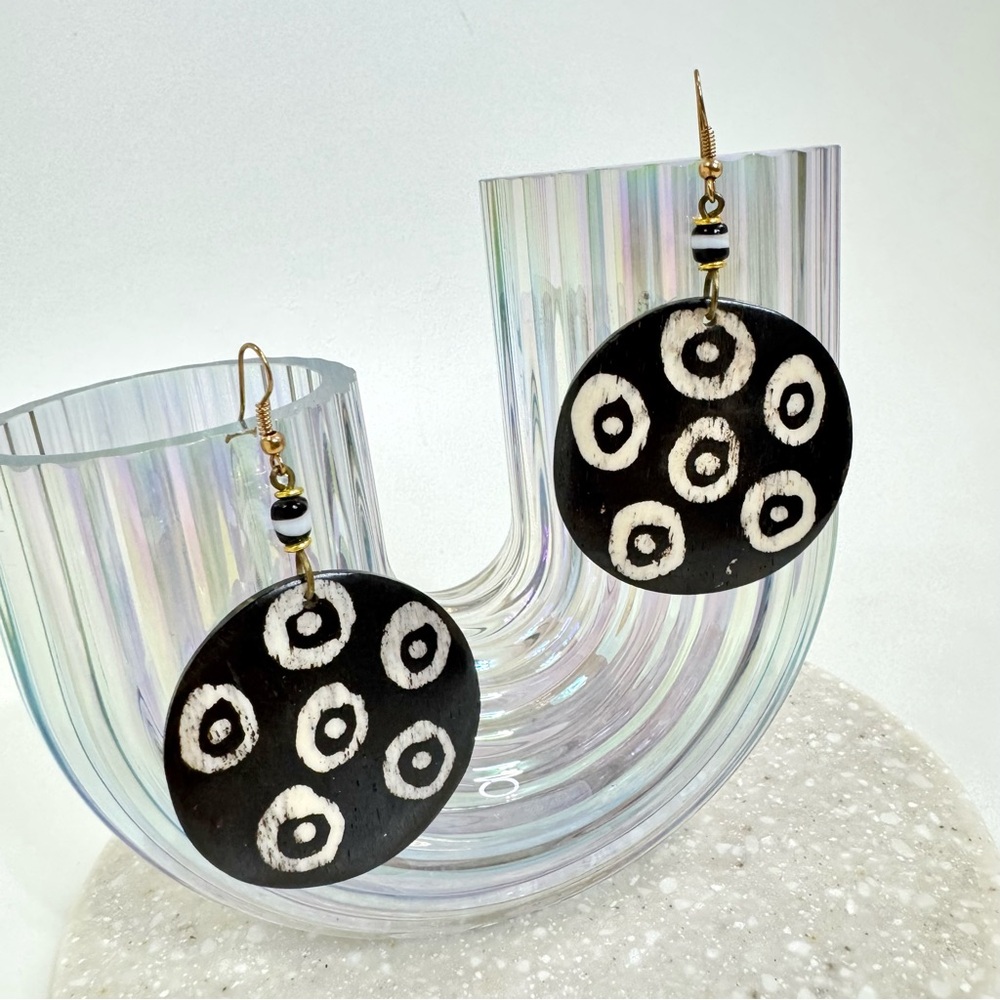 3/$20 Handcrafted African Earrings| Tribal Circle Pattern Boho Jewelry